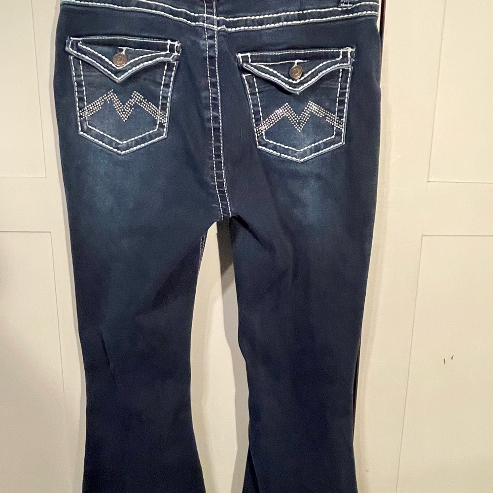BAMBOO Dark Blue Flare Women's Jeans - Picture 5 of 13